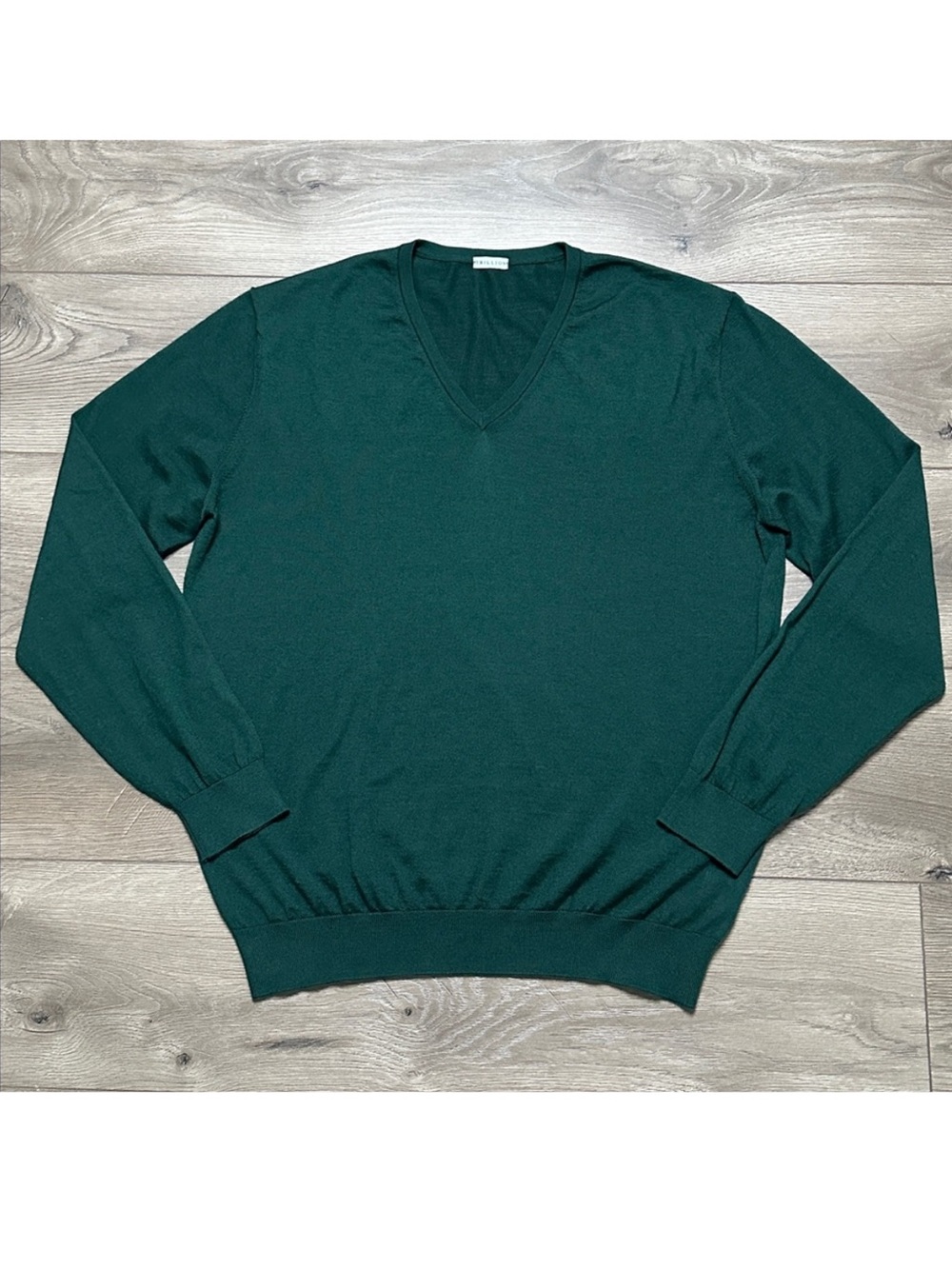 Trillion Estivo Cashmere Silk Lightweight V-Neck Long Sleeve Sweater Green‎ XL
